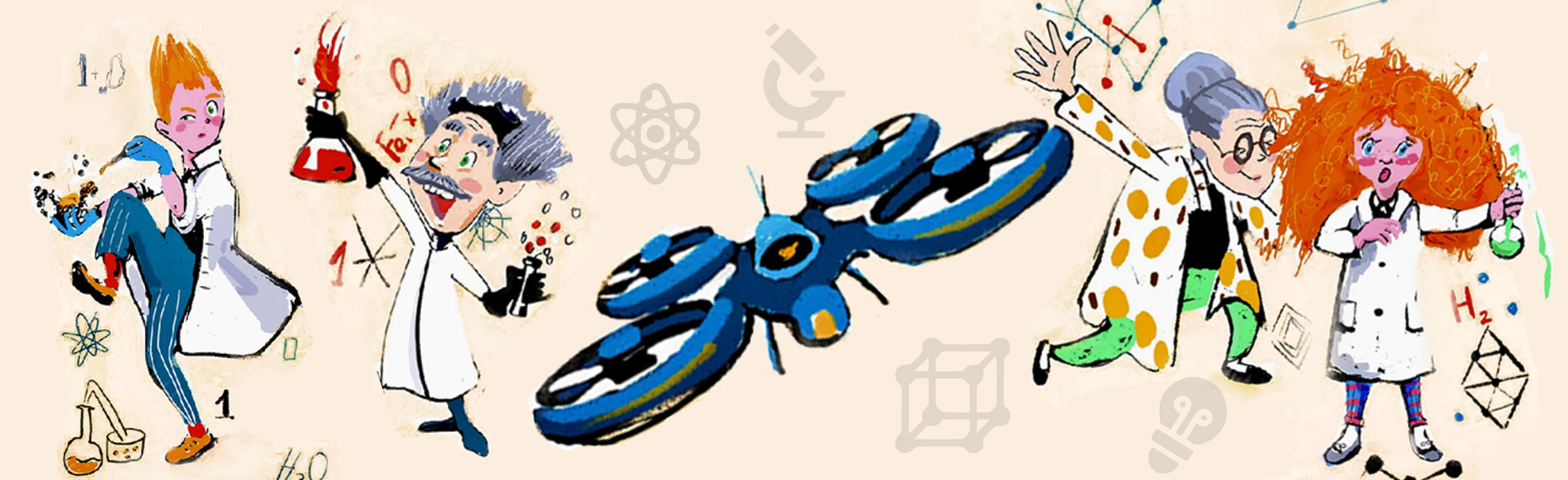 Постер Учёная семейка и квадрокоптер