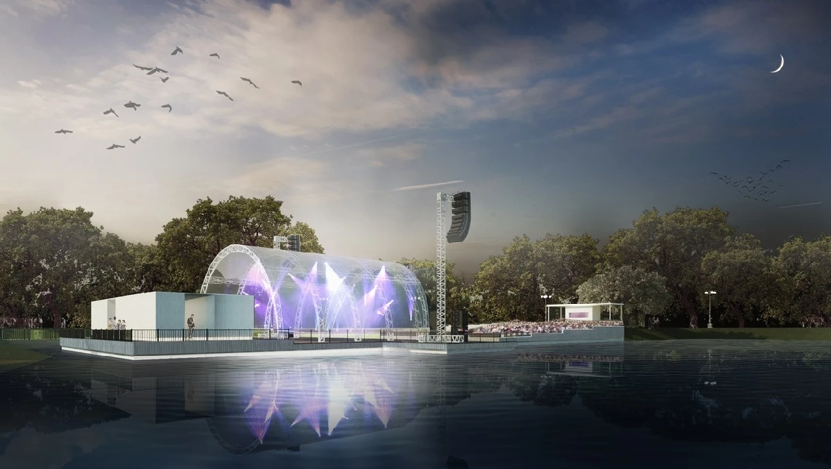 Постер Зеленый театр ВДНХ. Сцена на воде