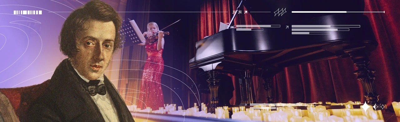 Постер Шопен в сиянии свечей