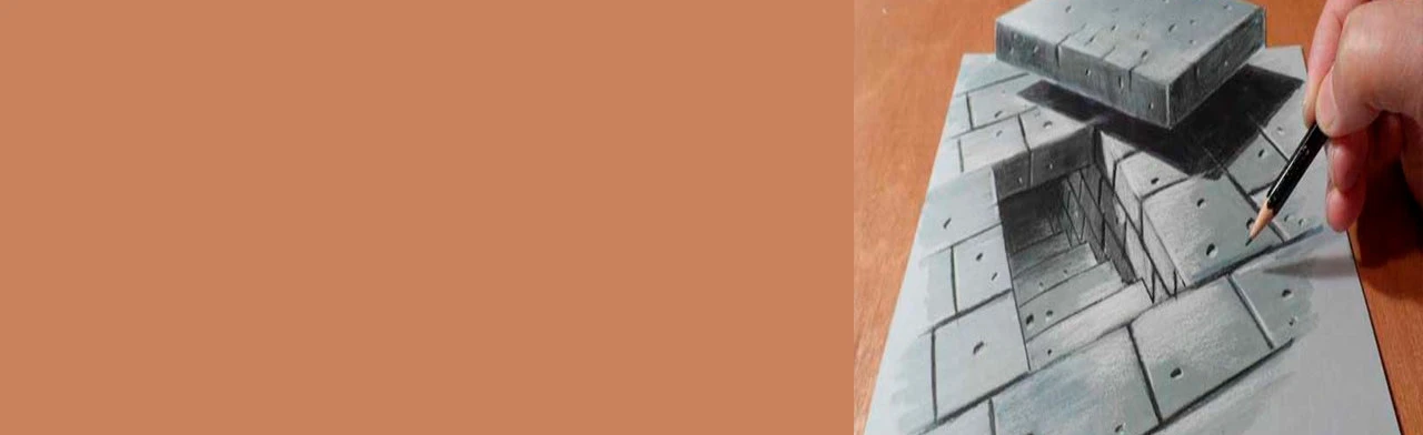 Постер Иллюзия, 3D рисунок, графитный карандаш, фломастеры. Мастер-класс