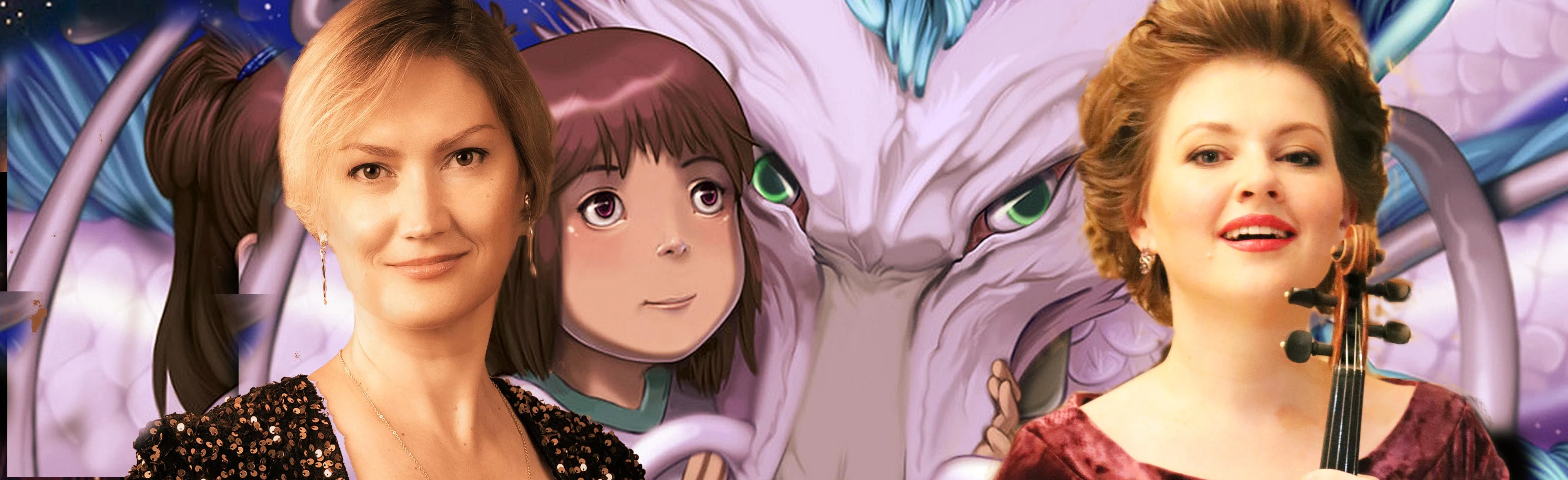 Постер Волшебный мир японских Аниме - орган, скрипка и фортепиано