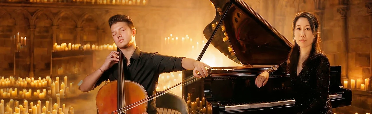 Постер Музыка блаженства при свечах - японская пианистка Марико Ёкота и Владимир Киносита (виолончель) в Южно-Сахалинске