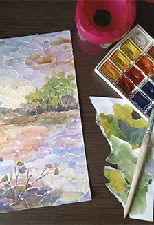 Постер Природа Мордовии в технике обрывной аппликации. Мастер-класс в Саранске