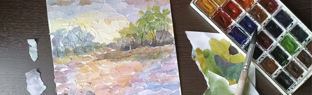 Постер Природа Мордовии в технике обрывной аппликации. Мастер-класс в Саранске