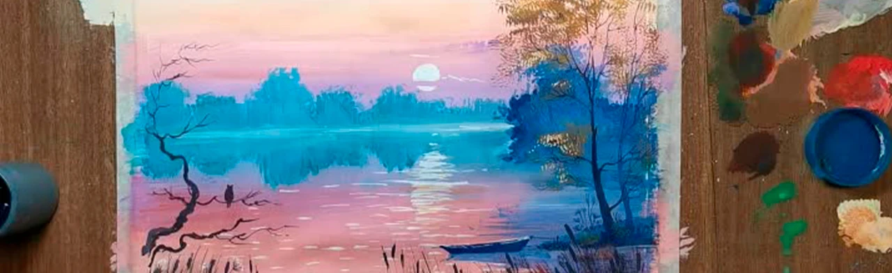 Пейзаж в технике "гуашь". Мастер-класс