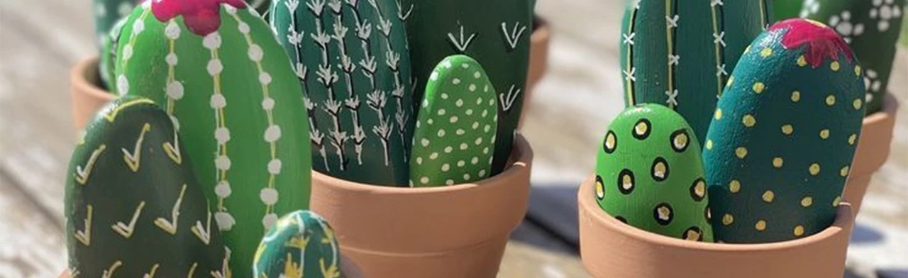 Кактусы. Роспись морской гальки. Мастер-класс