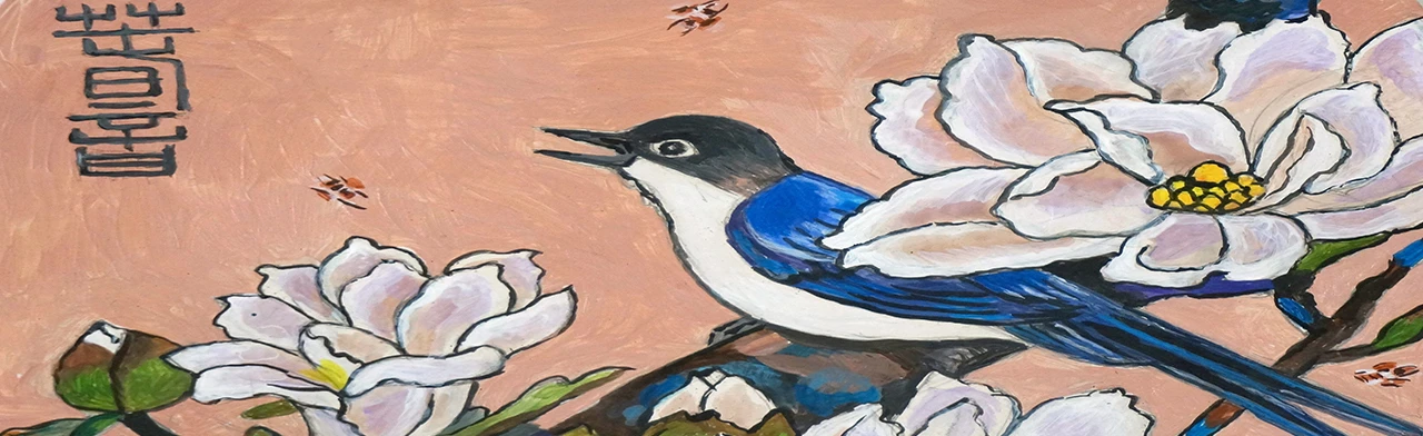 Цветы и птицы. Роспись гипсового панно в китайском стиле. Мастер-класс