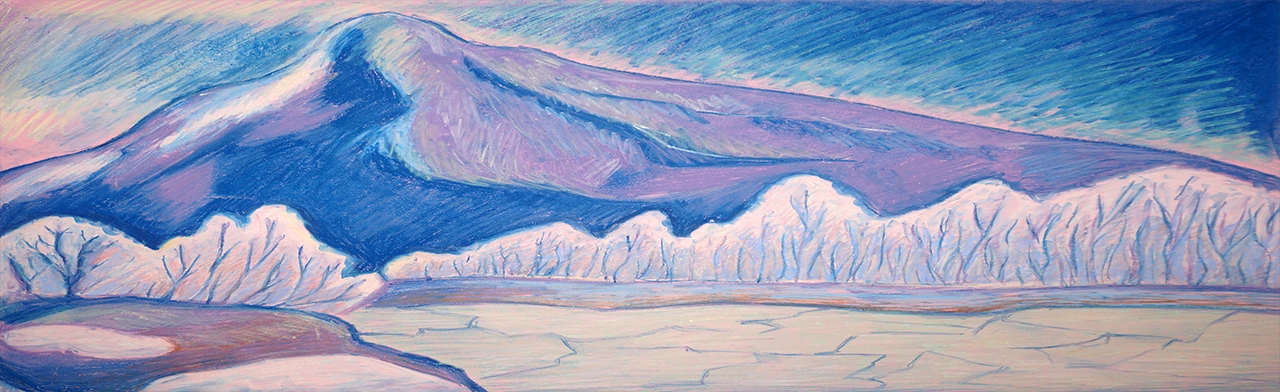 Зимний пейзаж в технике масляной пастели. Мастер-класс